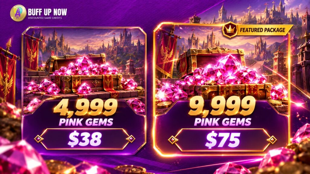 Evony Pink Gems packages and prices at BuffUpNow