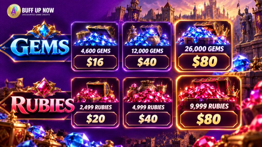 Days of Empire Gems and Rubies packages and prices at BuffUpNow