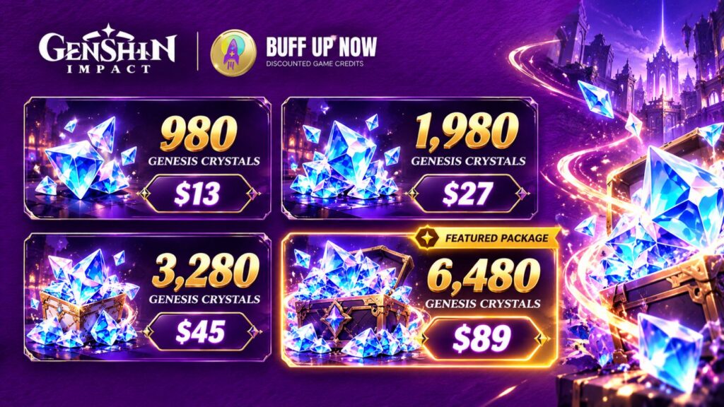 Genshin Impact Genesis Crystals packages and prices at BuffUpNow