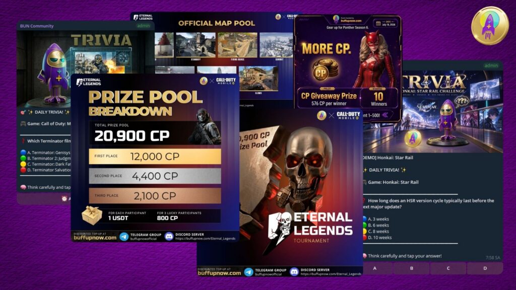 BuffUpNow gaming community activities, minigames, and giveaways