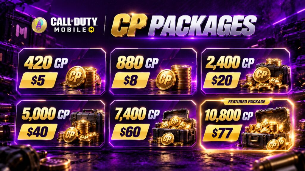 Call of Duty Mobile CP packages and prices at BuffUpNow