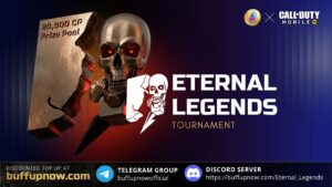 Eternal Legends Call of Duty: Mobile tournament registration promotion featuring a Ghost-inspired tactical soldier.